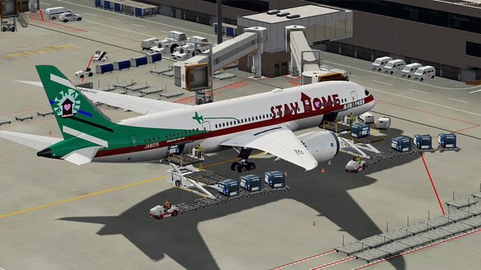 画像: SHA塗装のBoeing 787-8出発準備中